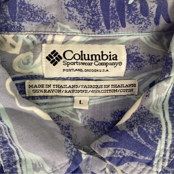Columbia Sportswear Company shirt Mens Hawaian short sleeve Blue Size L - Picture 6 of 16